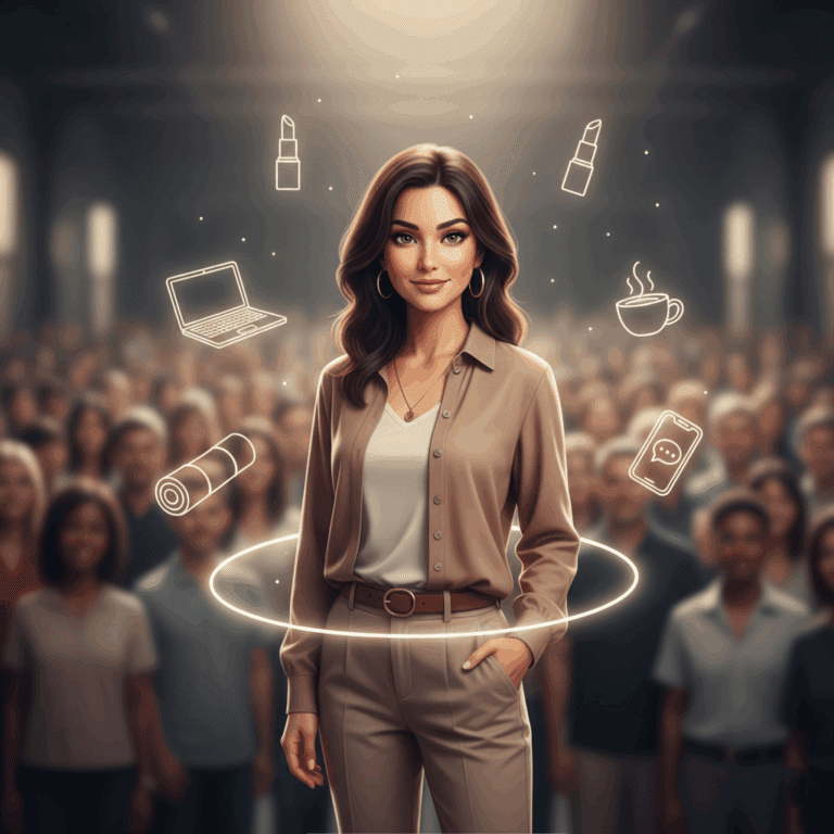 A graphic illustrating the ideal customer avatar beauty startup concept by focusing on a single, detailed customer within a blurred crowd.